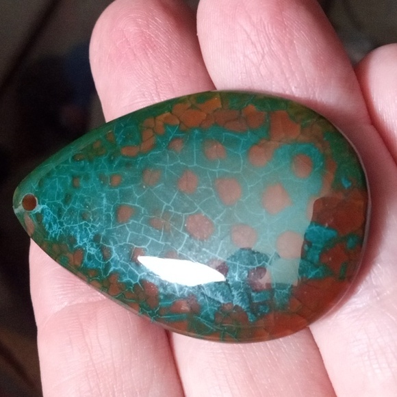 Fabulous Teardrop Fire Agate Pendant - Picture 1 of 5